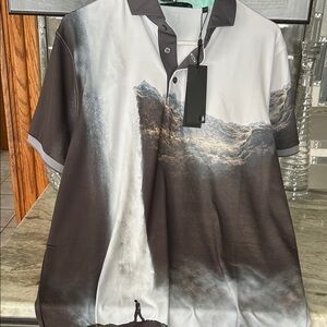 Greyson Mens Golf Polo Shirt M Rocks Edge  Graphic Print Quick Dry Stretch 129$